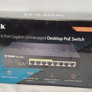 New Sealed - D-Link DGS DGS-1008P 8-Port Unmanaged Gigabit PoE Ethernet Switch